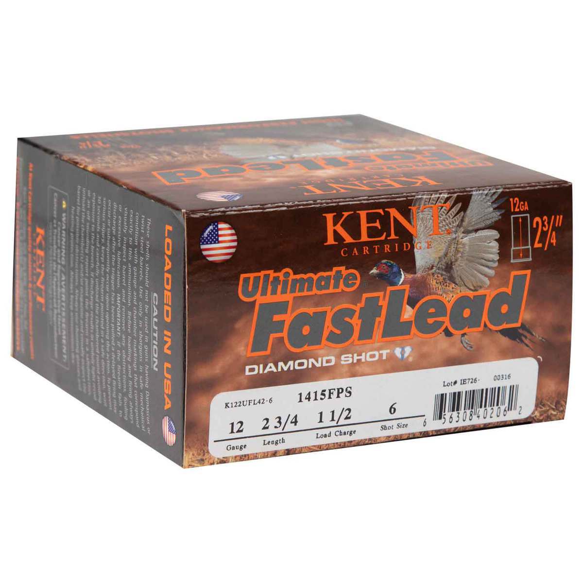 Kent Ultimate Fast Lead Diamond Shot 12 Gauge 2-3/4in #6 1-1/2oz Upland Shotshells - 25 Rounds Kent Ultimate Fast Lead Diamond Shot 12 Gauge 2-3/4in #6 1-1/2oz Upland Shotshells - 25 Rounds
