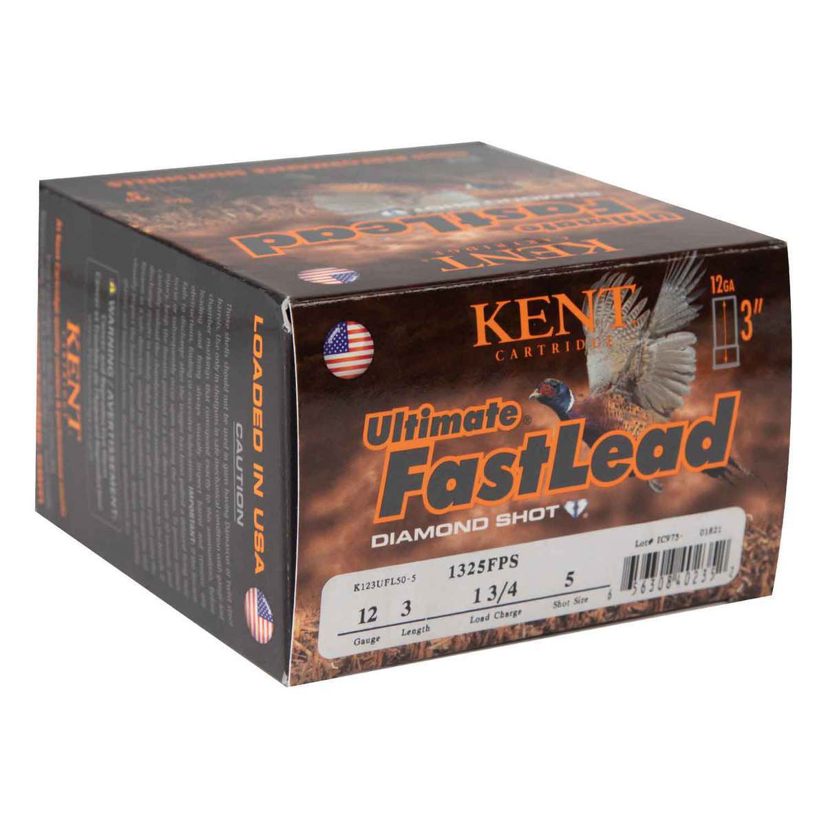 Kent Ultimate Fast Lead Diamond Shot 12 Gauge 3in #5 1-3/4oz Upland Shotshells - 25 Rounds Kent Ultimate Fast Lead Diamond Shot 12 Gauge 3in #5 1-3/4oz Upland Shotshells - 25 Rounds