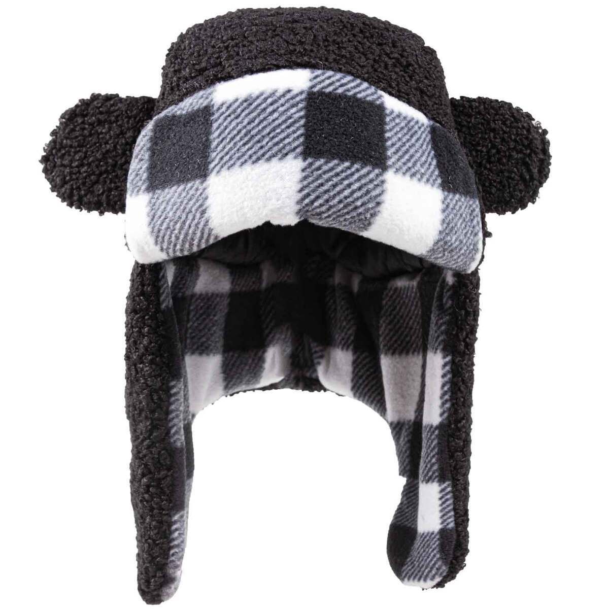 Igloos Outdoor Youth Teddy Fleece Flap Hat - Black Plaid - Black Plaid One Size Fits Most Igloos Outdoor Youth Teddy Fleece Flap Hat - Black Plaid - Black Plaid One Size Fits Most