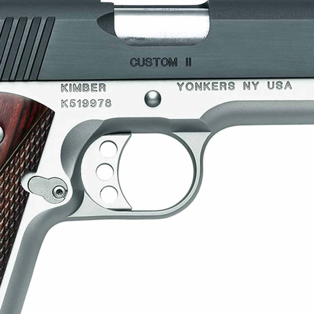 Kimber Custom II Two Tone 45 Auto (ACP) 5in Stainless/Rosewood Pistol - 7+1 Rounds Kimber Custom II Two Tone 45 Auto (ACP) 5in Stainless/Rosewood Pistol - 7+1 Rounds