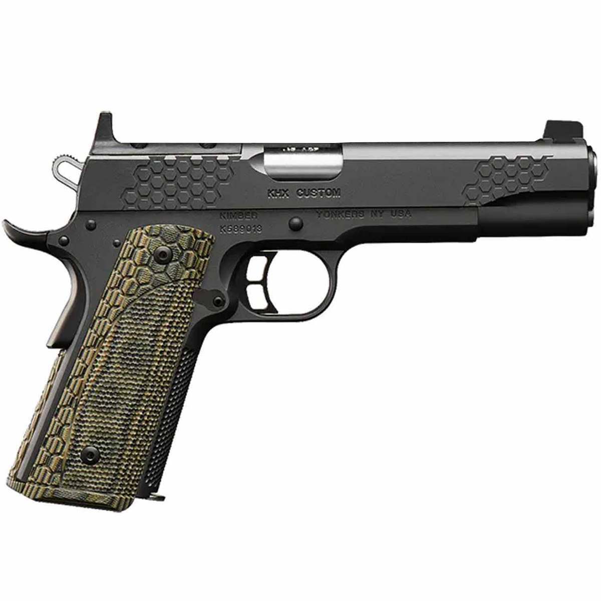 Kimber KHX Custom Optic Ready 45 Auto (ACP) 5in Black/Green Pistol - 8+1 Rounds - Green Kimber KHX Custom Optic Ready 45 Auto (ACP) 5in Black/Green Pistol - 8+1 Rounds - Green