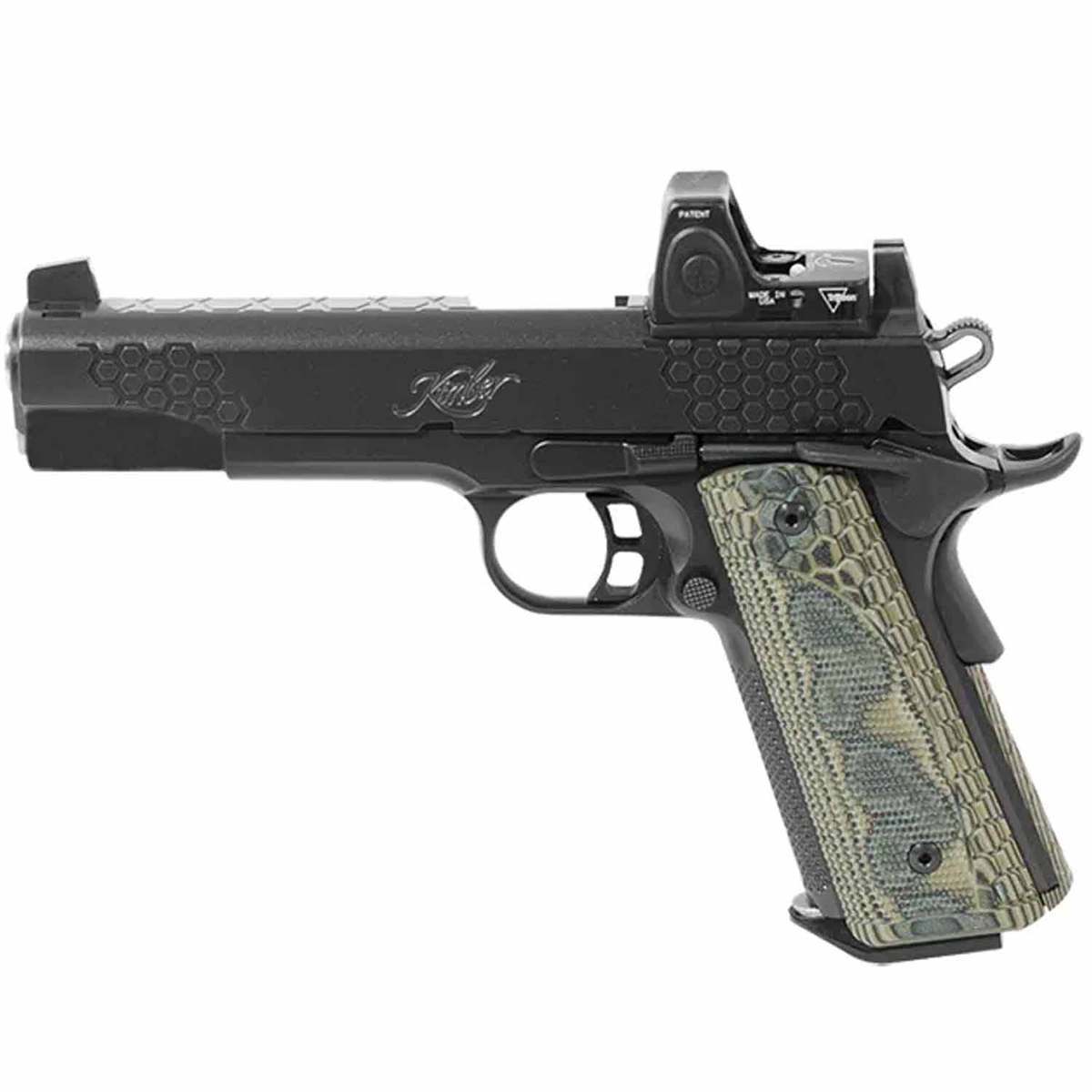 Kimber KHX Custom Trijicon RMW Type 2 Optic 9mm Luger 5in Black/Green Pistol - 8+1 Rounds - Black/Green Kimber KHX Custom Trijicon RMW Type 2 Optic 9mm Luger 5in Black/Green Pistol - 8+1 Rounds - Black/Green