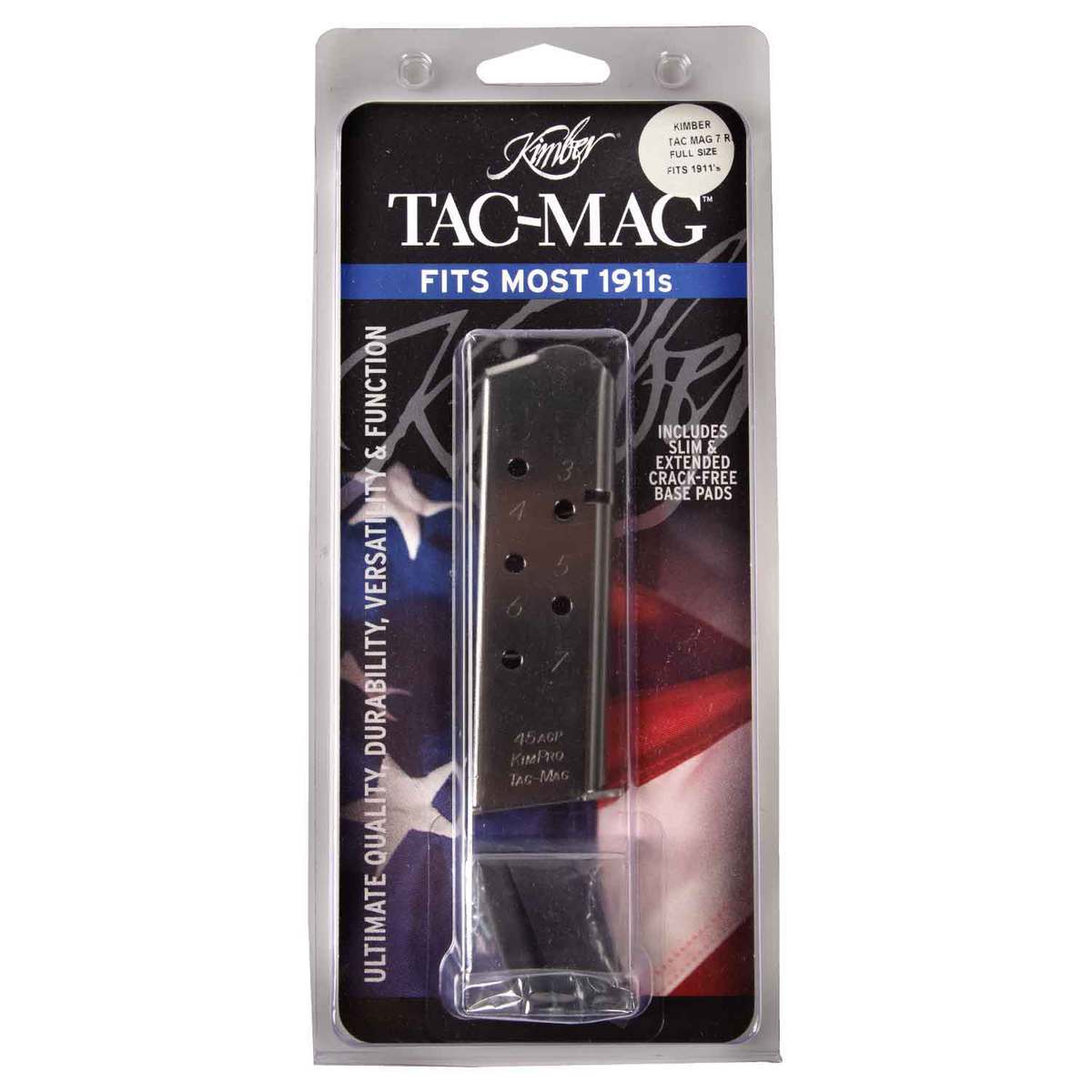 Kimber KimPro Tac-Mag Stainless Custom/Pro/Ultra+ 45 Auto (ACP) Handgun Magazine - 7 Rounds Kimber KimPro Tac-Mag Stainless Custom/Pro/Ultra+ 45 Auto (ACP) Handgun Magazine - 7 Rounds