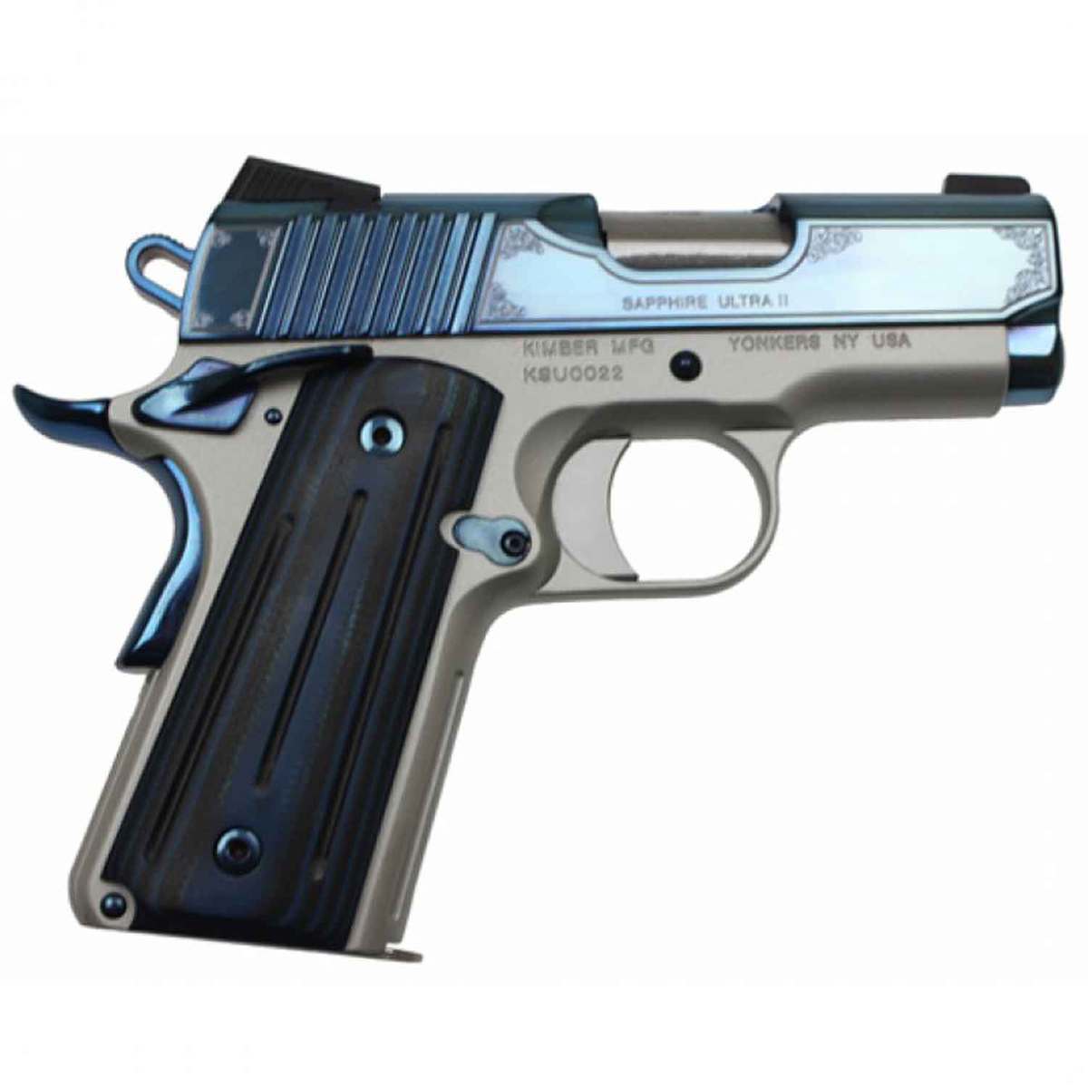 Kimber Special Edition 9mm Luger 3in Satin Silver/High Polish Bright Blue Pistol - 8+1 Rounds Kimber Special Edition 9mm Luger 3in Satin Silver/High Polish Bright Blue Pistol - 8+1 Rounds