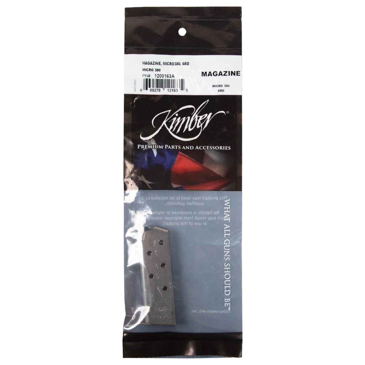 Kimber Stainless Micro 380 Auto (ACP) Handgun Magazine - 6 Rounds Kimber Stainless Micro 380 Auto (ACP) Handgun Magazine - 6 Rounds