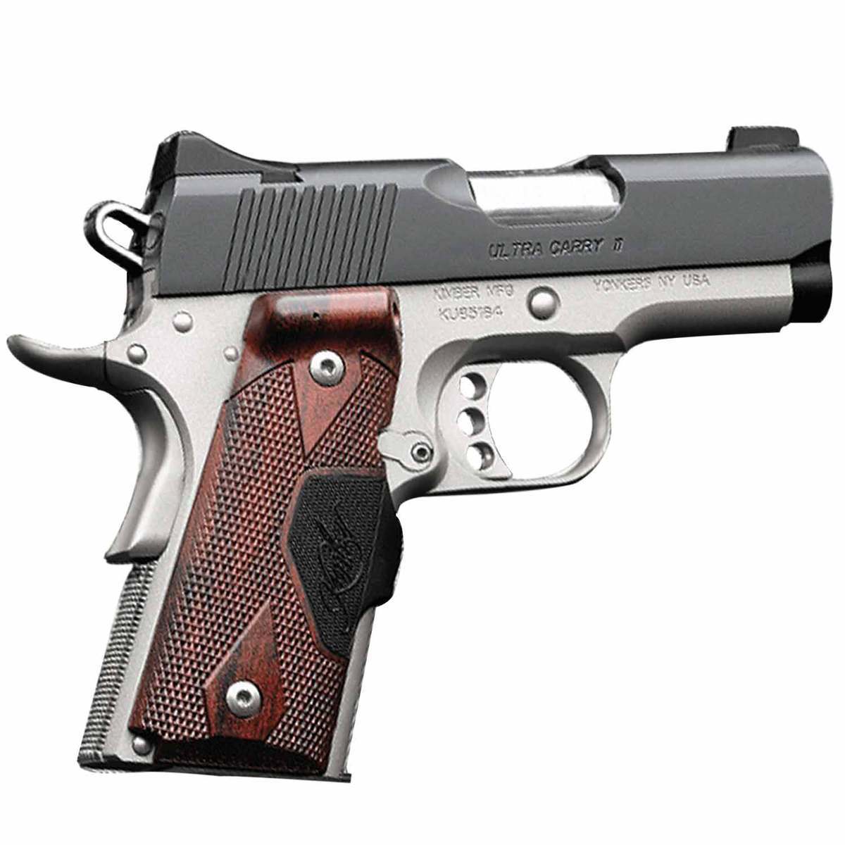 Kimber Ultra Carry II Two-Tone LG 45 Auto (ACP) 3in Silver/Rosewood Pistol - 8+1 Rounds Kimber Ultra Carry II Two-Tone LG 45 Auto (ACP) 3in Silver/Rosewood Pistol - 8+1 Rounds