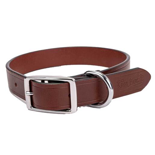 King Buck Core Leather Collar - Brown 20in - 26in