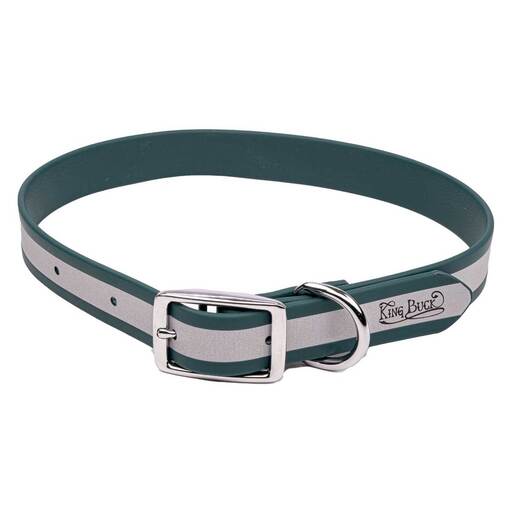 King Buck Waterproof Soft-Touch Reflective Dog Collar - Deep Teal - Deep Teal 11in - 14in