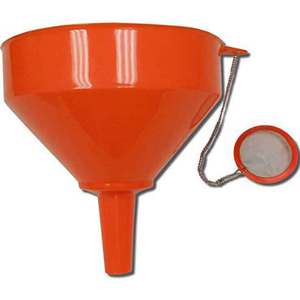 King Kooker 8 inch Plastic Funnel with Stainless Mesh Filter