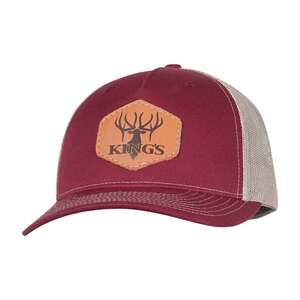 King's Camo Leather Logo Patch Adjustable Hat - Cardinal/Tan - One Size Fits Most