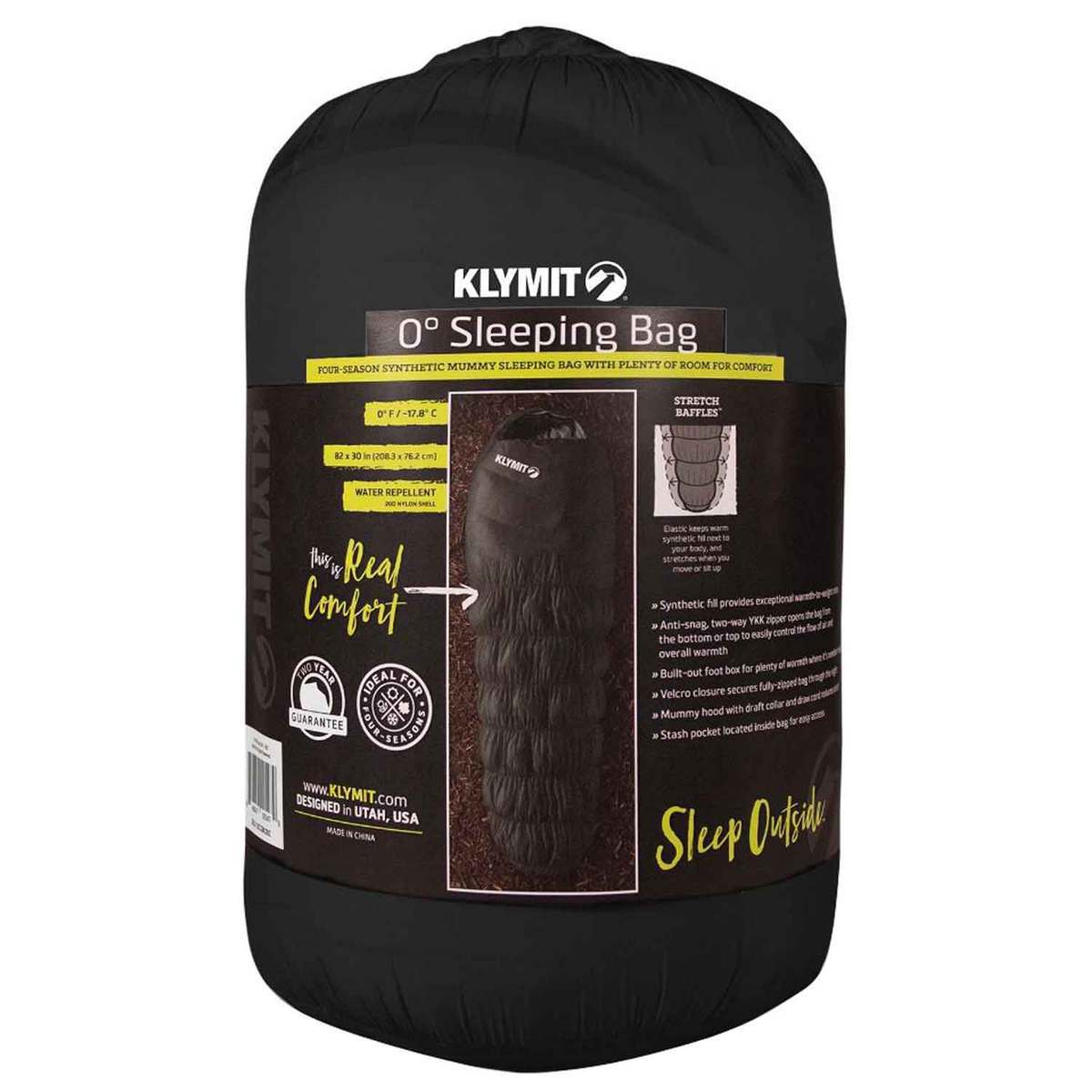 Klymit Full-Synthetic 0 Degree Regular Mummy Sleeping Bag - Black - Black Regular Klymit Full-Synthetic 0 Degree Regular Mummy Sleeping Bag - Black - Black Regular