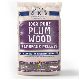 KNOTTY WOOD 100% Pure Plum Wood BBQ Pellets - 20lbs