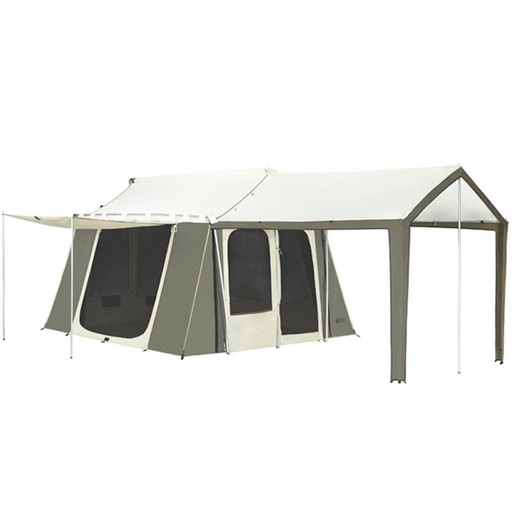 Kodiak Canvas Cabin 6-Person Canvas Tent with Deluxe Awning – Tan/Green