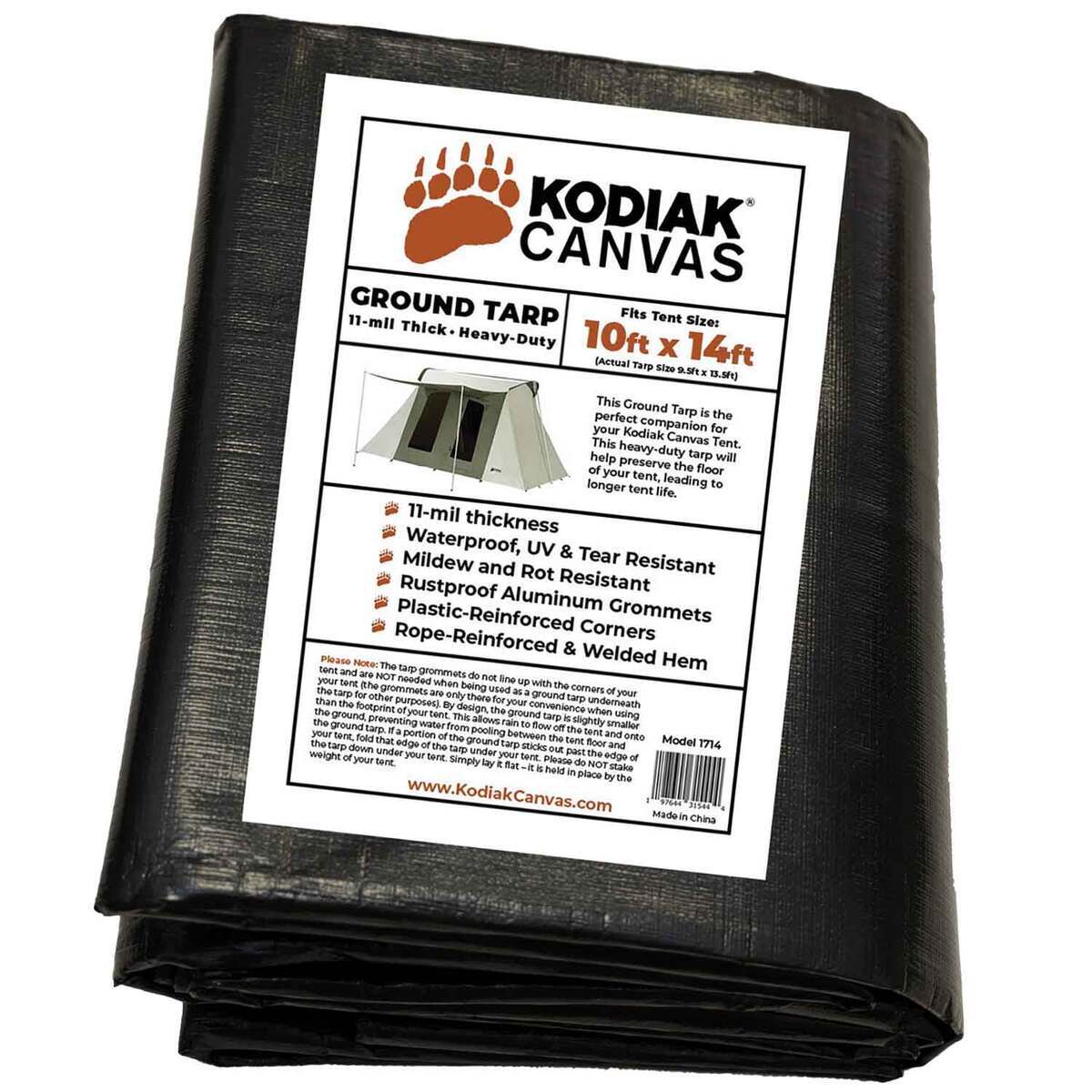 Kodiak Canvas 10ft x 14ft Ground Tarp - Black - Black Kodiak Canvas 10ft x 14ft Ground Tarp - Black - Black