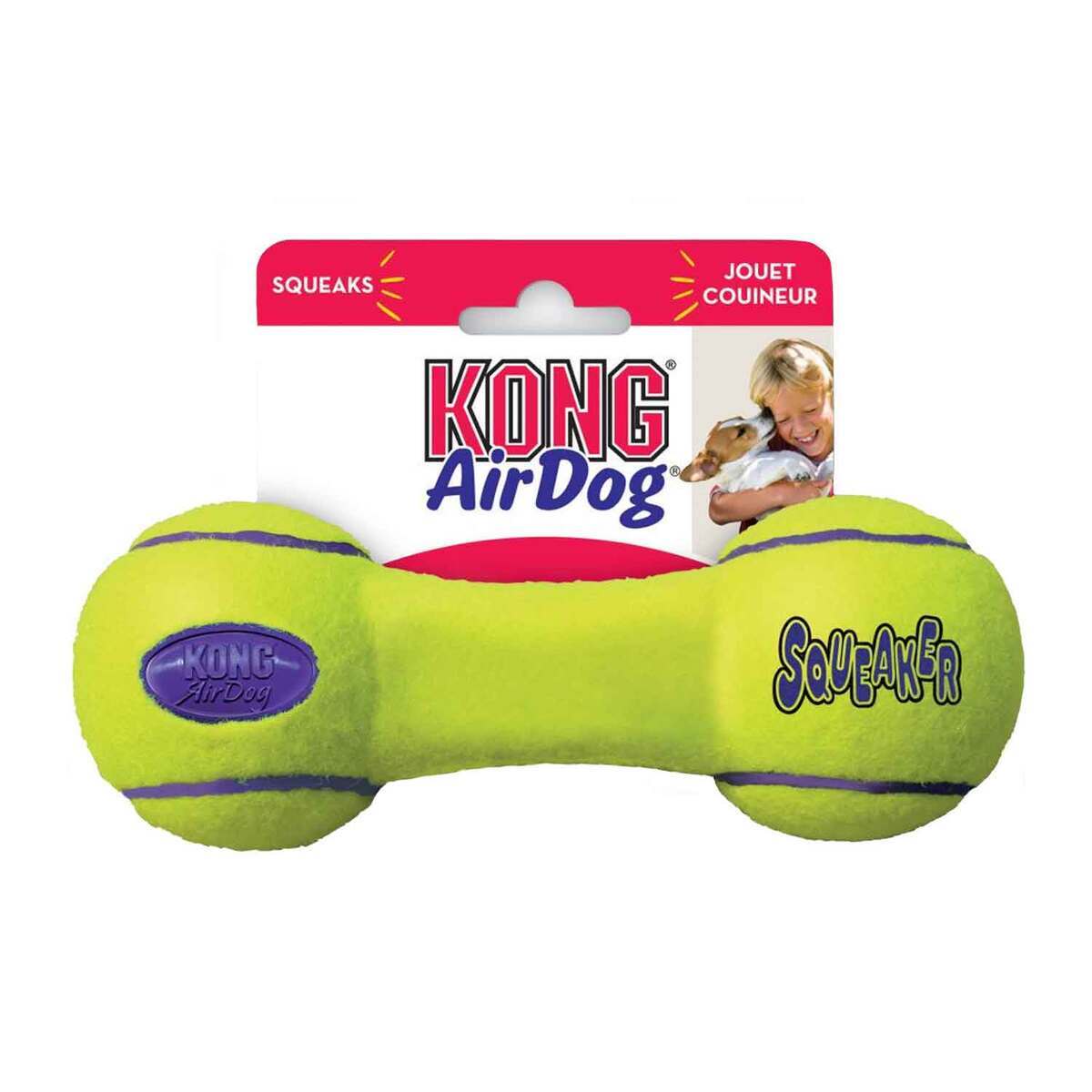 KONG AirDog Squeaker Dumbbell Retrieving Toy - M - Yellow KONG AirDog Squeaker Dumbbell Retrieving Toy - M - Yellow