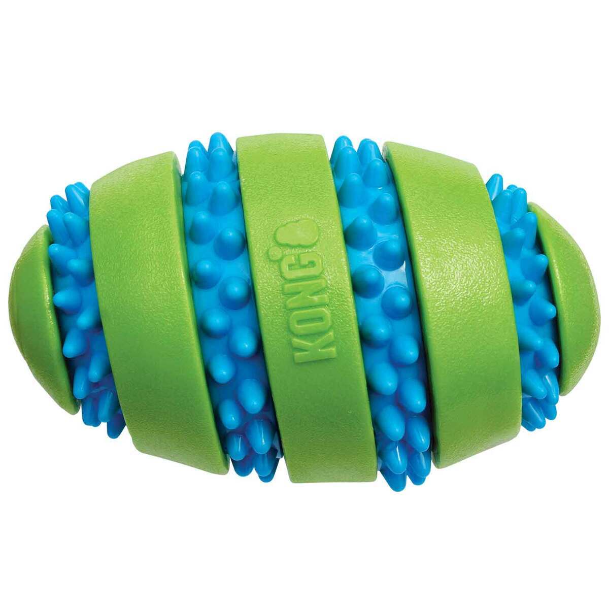 KONG Squeezz Goomz Football Chew Toy - Green/Blue KONG Squeezz Goomz Football Chew Toy - Green/Blue