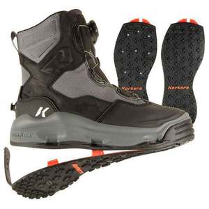 Korkers Men's Darkhorse OmniTrax Studded Kling On Fishing Wading Boots - Black Studded - Size 10