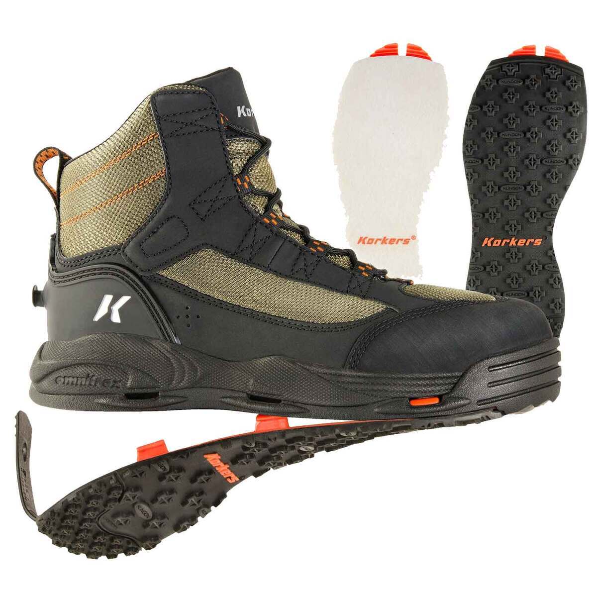 Korkers Men's Greenback Felt And Kling-On Soles Fishing Wading Boots Korkers Men's Greenback Felt And Kling-On Soles Fishing Wading Boots