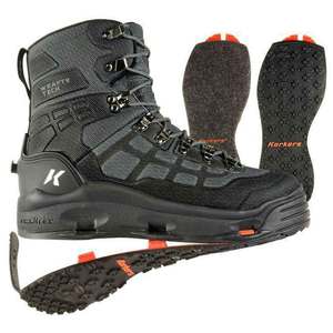 Korkers Men's Wraptr OmniTrax® Plain Felt Kling On Sole Wading Boots - Black - Sz 8