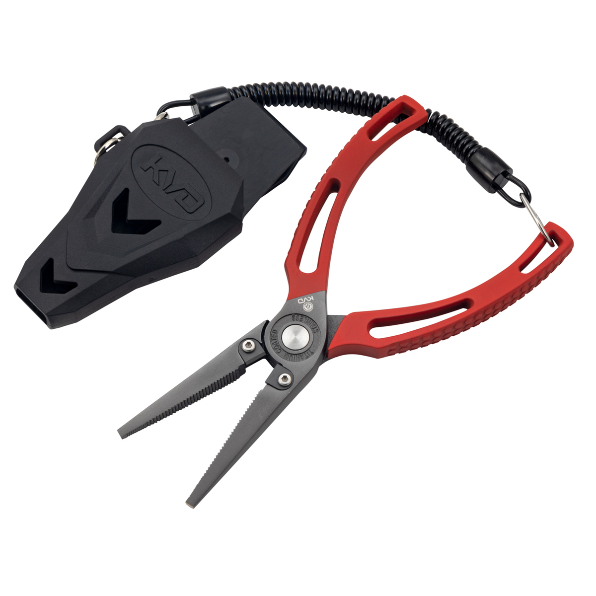 KVD Precision Stainless Steel Fishing Pliers - Red, 7in - Red KVD Precision Stainless Steel Fishing Pliers - Red, 7in - Red