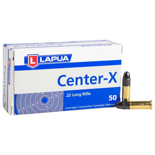 Lapua Center-X 22 Long Rifle 40gr LRN Rimfire Ammo – 50 Rounds
