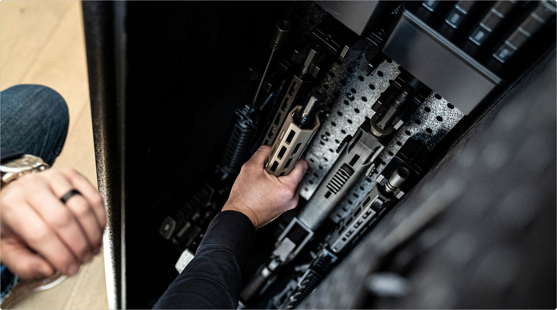 Gun safe attached to floor 