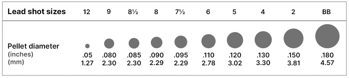 Lead shot size chart