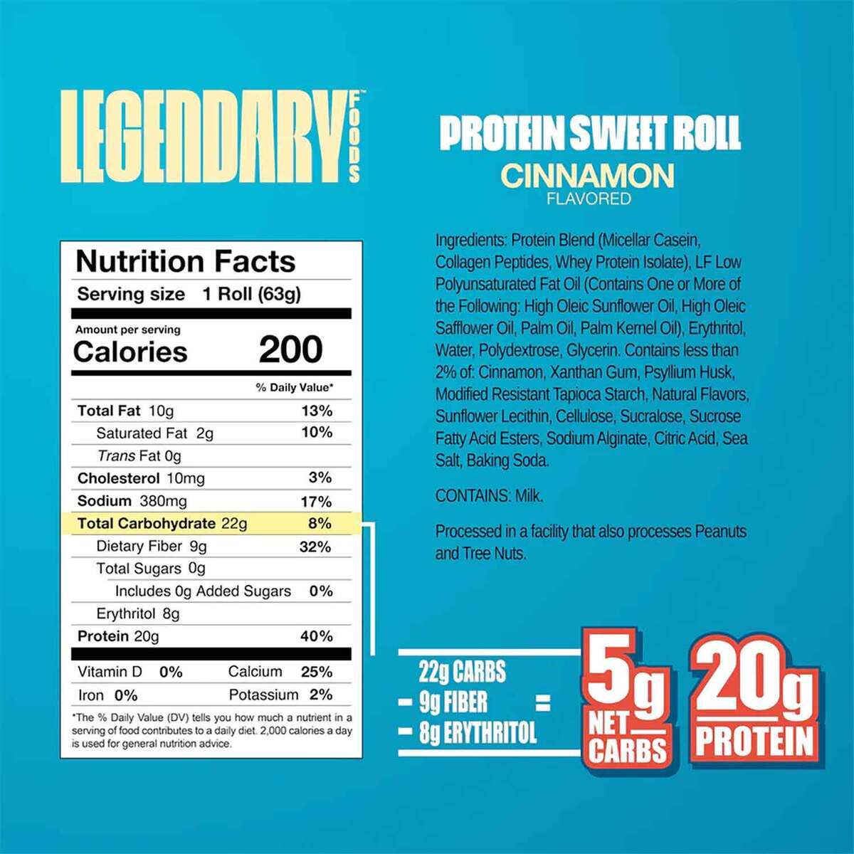 Legendary Foods Protein Sweet Roll - Cinnamon Legendary Foods Protein Sweet Roll - Cinnamon