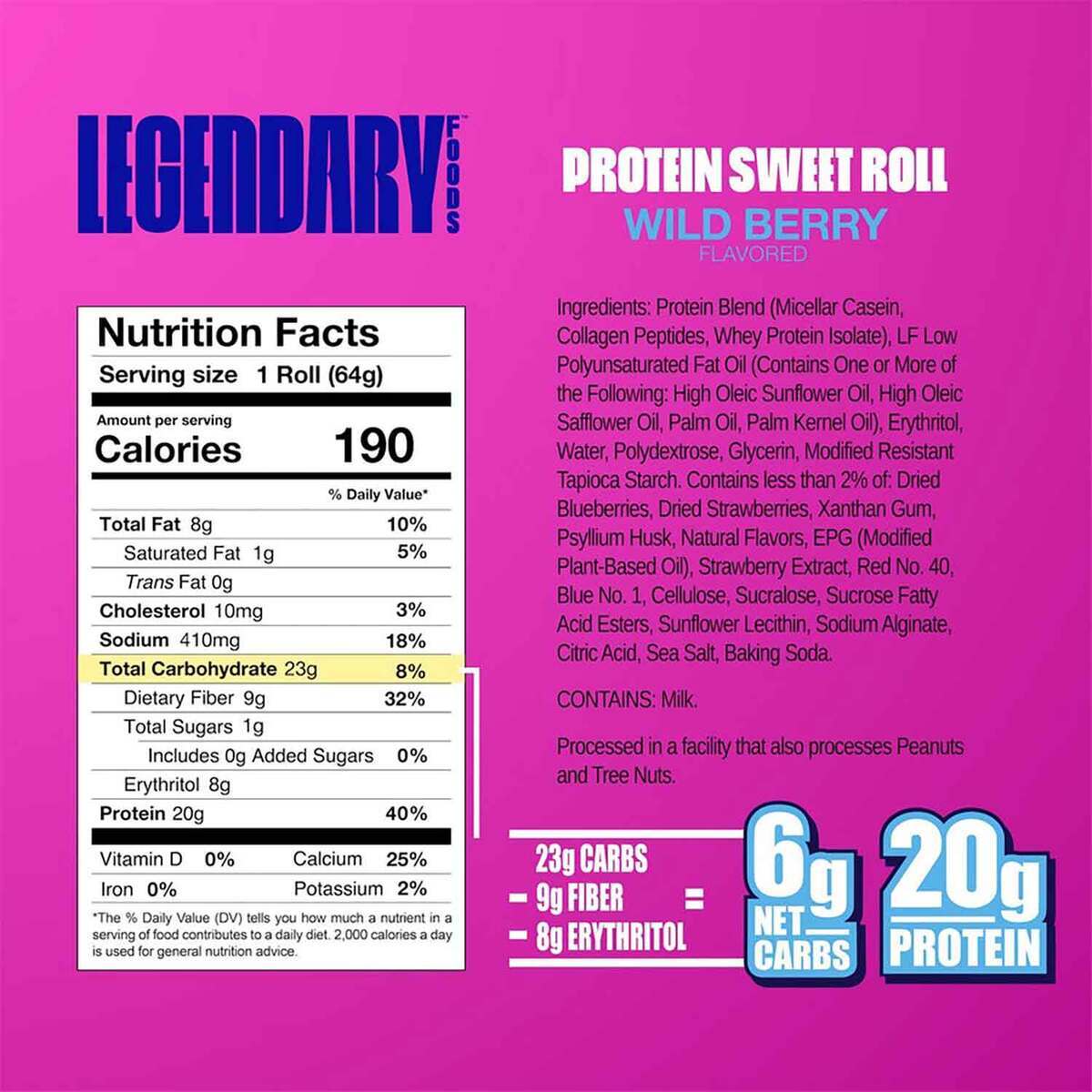 Legendary Foods Protein Sweet Roll - Wild Berry Legendary Foods Protein Sweet Roll - Wild Berry