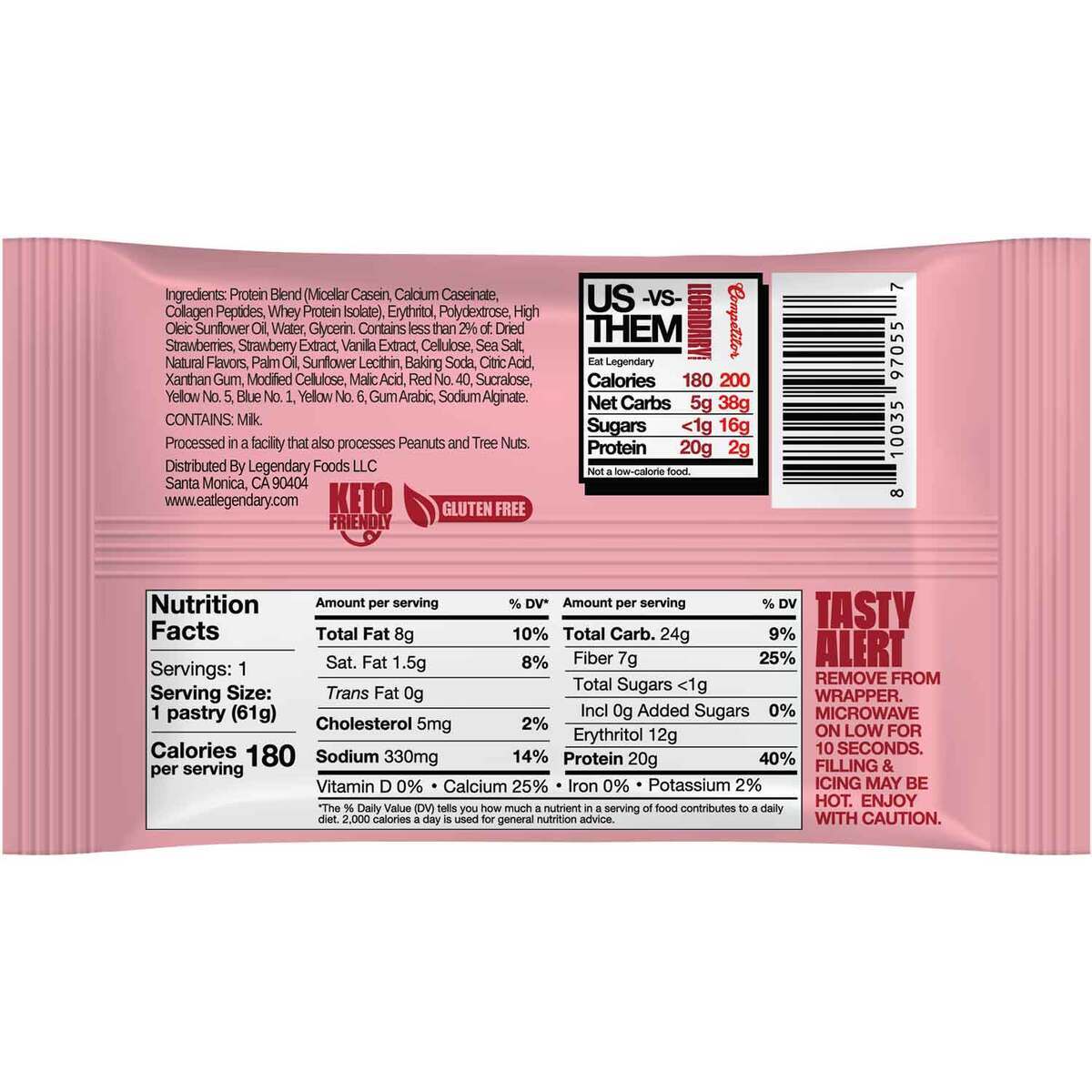 Legendary Foods Tasty Pastry Strawberry Cake Style Pastry - 1 Serving Legendary Foods Tasty Pastry Strawberry Cake Style Pastry - 1 Serving