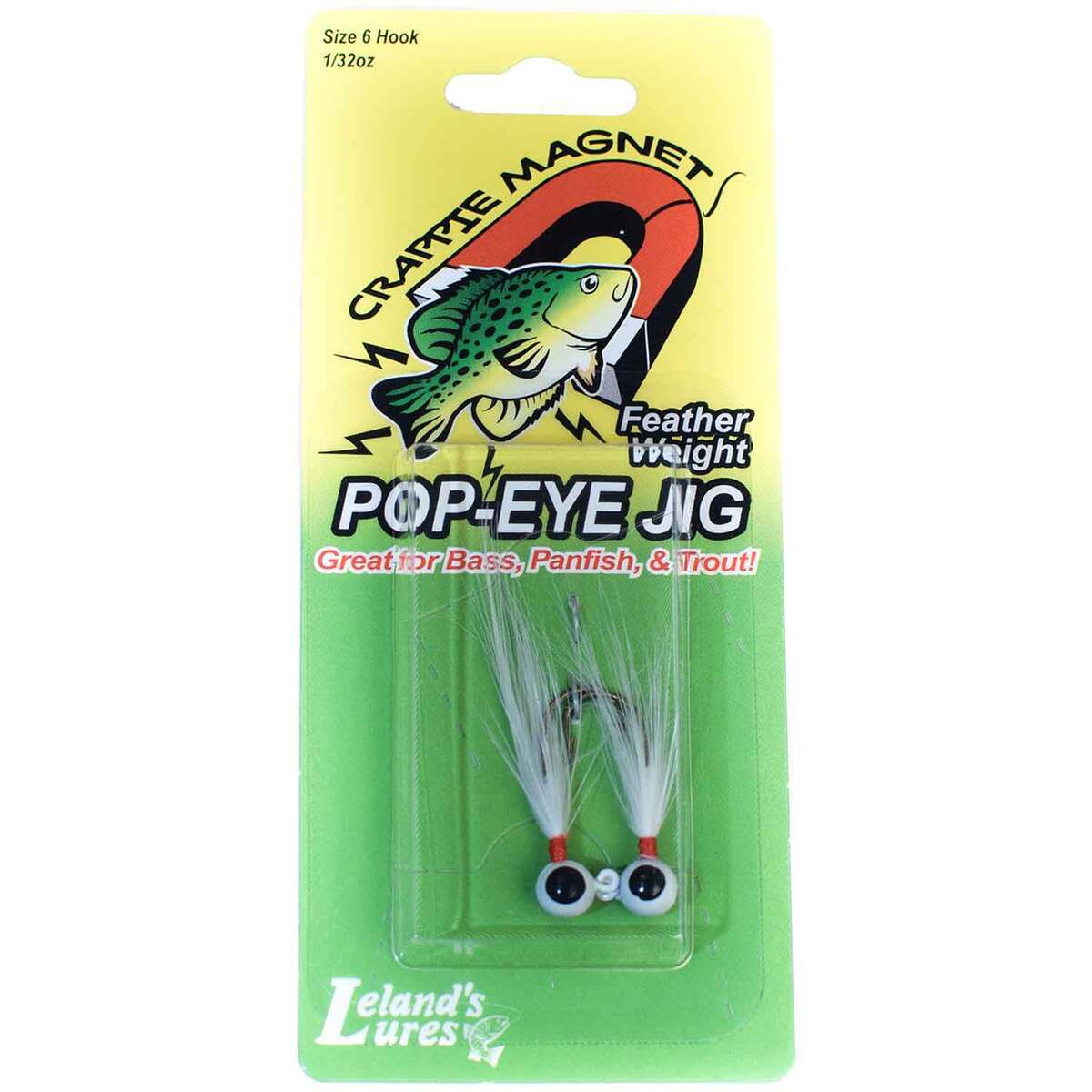 Leland Pop-Eye Jig Head - White, 1/32oz - White 6 Leland Pop-Eye Jig Head - White, 1/32oz - White 6