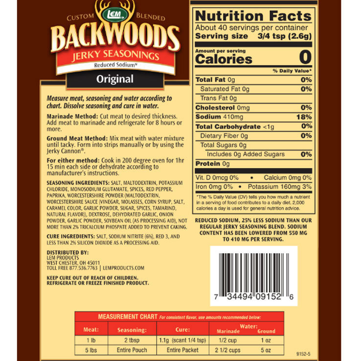 LEM Backwoods Reduced Sodium Original Jerky Seasoning - 3.6oz - 3.6oz LEM Backwoods Reduced Sodium Original Jerky Seasoning - 3.6oz - 3.6oz