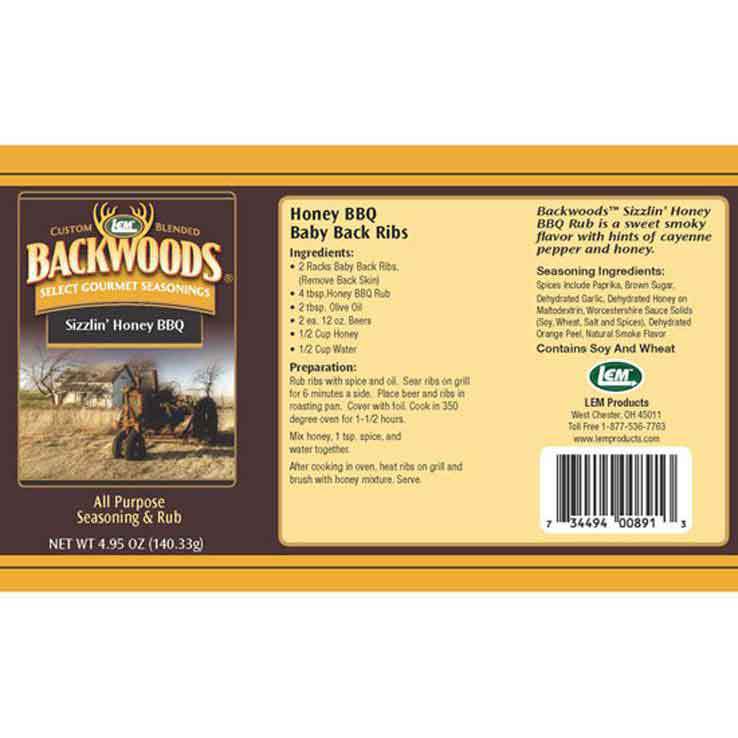 LEM Backwoods Sizzlin' Honey BBQ Rib Rub - 4.95oz LEM Backwoods Sizzlin' Honey BBQ Rib Rub - 4.95oz