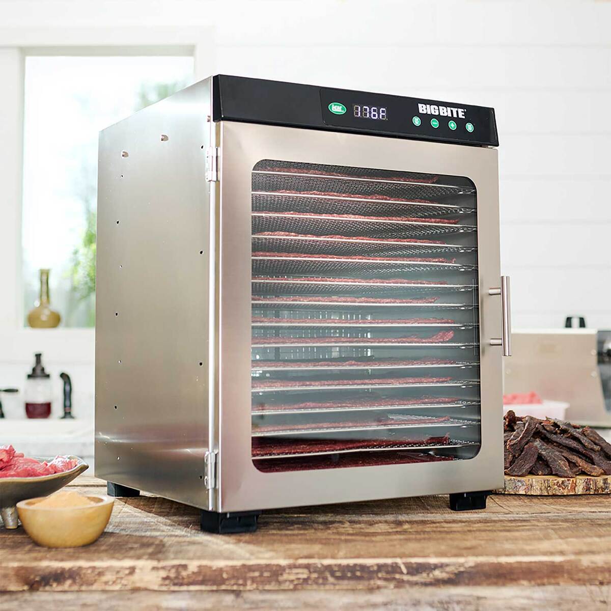 LEM Products BigBite Satinless Steel 16-Tray Dehydrator - 1200 Watts - Silver LEM Products BigBite Satinless Steel 16-Tray Dehydrator - 1200 Watts - Silver