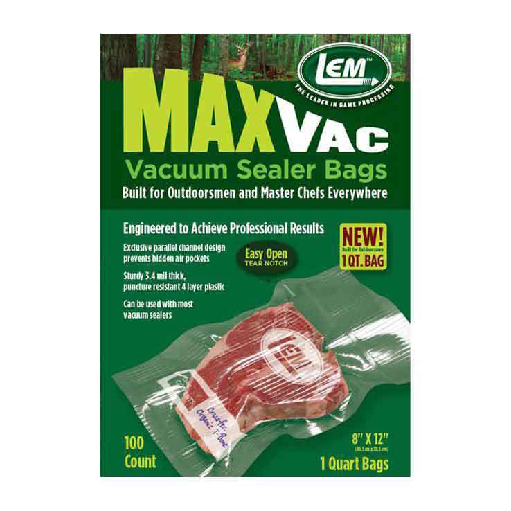 LEM Products MaxVac Quart Vacuum Bags 8x12 - 100 Count - Clear LEM Products MaxVac Quart Vacuum Bags 8x12 - 100 Count - Clear
