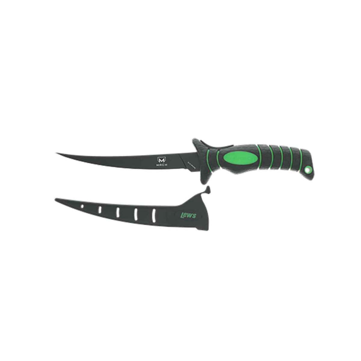 Lew's Mach Fillet Knife With Sheath - 11in - Black/Green Lew's Mach Fillet Knife With Sheath - 11in - Black/Green