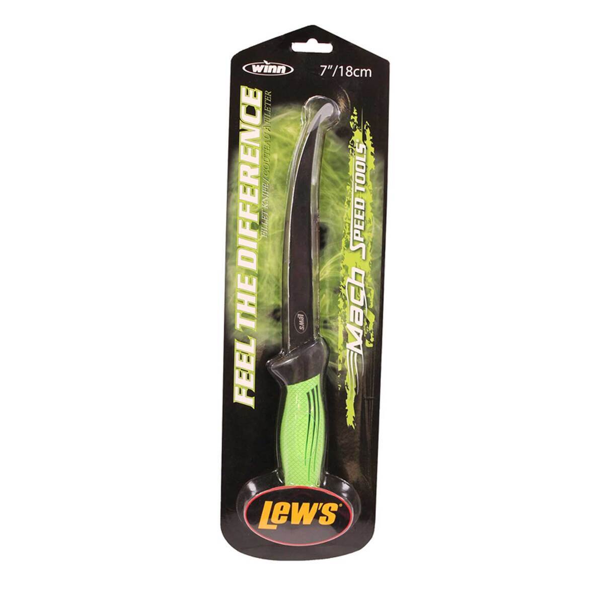 Lew's Mach Speed Filet Knife with Winn Grips -7in - Green Lew's Mach Speed Filet Knife with Winn Grips -7in - Green