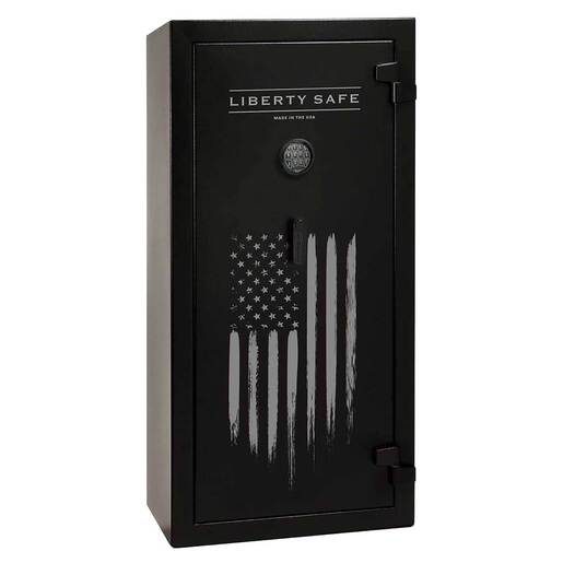 Liberty Safes Centurion 24 with Brightview Lights 24 Gun Safe – Black/Flag – Black