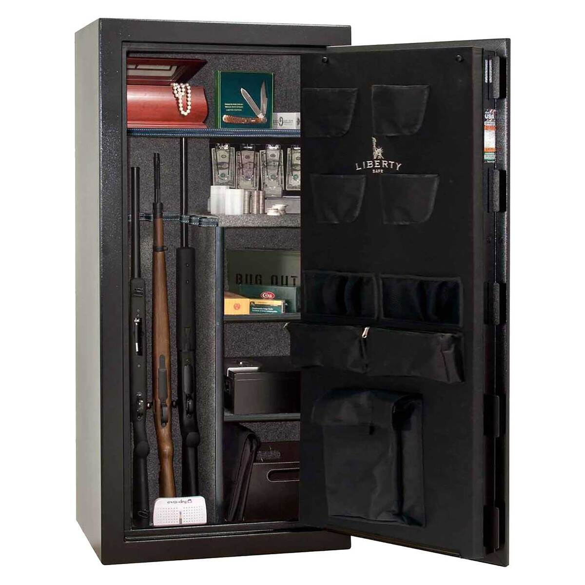 Liberty Safes Centurion 24 w/ Brightview Lights 24 Gun Safe - Black/Flag - Black Liberty Safes Centurion 24 w/ Brightview Lights 24 Gun Safe - Black/Flag - Black