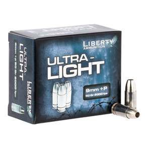 Liberty Ultra-Light 9mm Luger +P 50gr HP Handgun Ammo - 20 Rounds