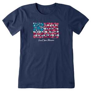 Life Is Good Women's Count Your Blossoms USA Flag Short Sleeve Casual Shirt Life Is Good Women's Count Your Blossoms USA Flag Short Sleeve Casual Shirt