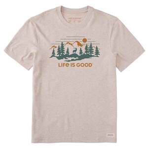 Life Is Good Deer Scenic Crusher Short Sleeve Casual Shirt - Heather Almond - XXL