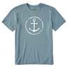 Life Is Good Men's Keep it Salty Anchor Short Sleeve Casual Shirt - Smoky Blue - L - Smoky Blue L