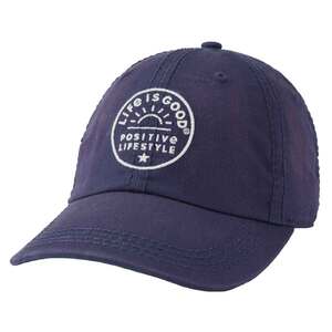 Life Is Good Positive Rising Sun Sunwashed Chill Adjustable Hat - Darkest Blue - One Size Fits Most