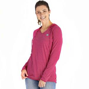 Life Is Good Women's Daisy Hooded Long Sleeve Casual Shirt - Sangria Red - S