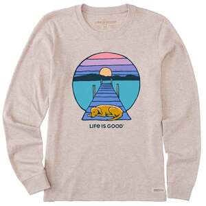 Life Is Good Women's Dog Deck Sunset Long Sleeve Casual Shirt Life Is Good Women's Dog Deck Sunset Long Sleeve Casual Shirt