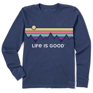 Life Is Good Women's Retro Mountain Stripe Long Sleeve Shirt Life Is Good Women's Retro Mountain Stripe Long Sleeve Shirt