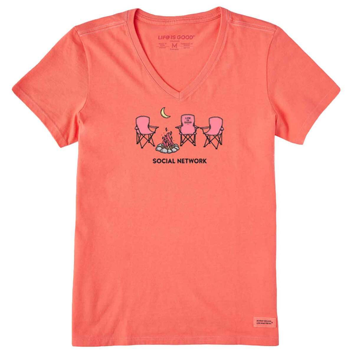 Life Is Good Women's Social Network Camp Short Sleeve Casual Shirt Life Is Good Women's Social Network Camp Short Sleeve Casual Shirt