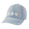 Life Is Good Women's Three Painted Daisies Sunwashed Chill Adjustable Hat - Smoky Blue - One Size Fits All - Smoky Blue One Size Fits Most