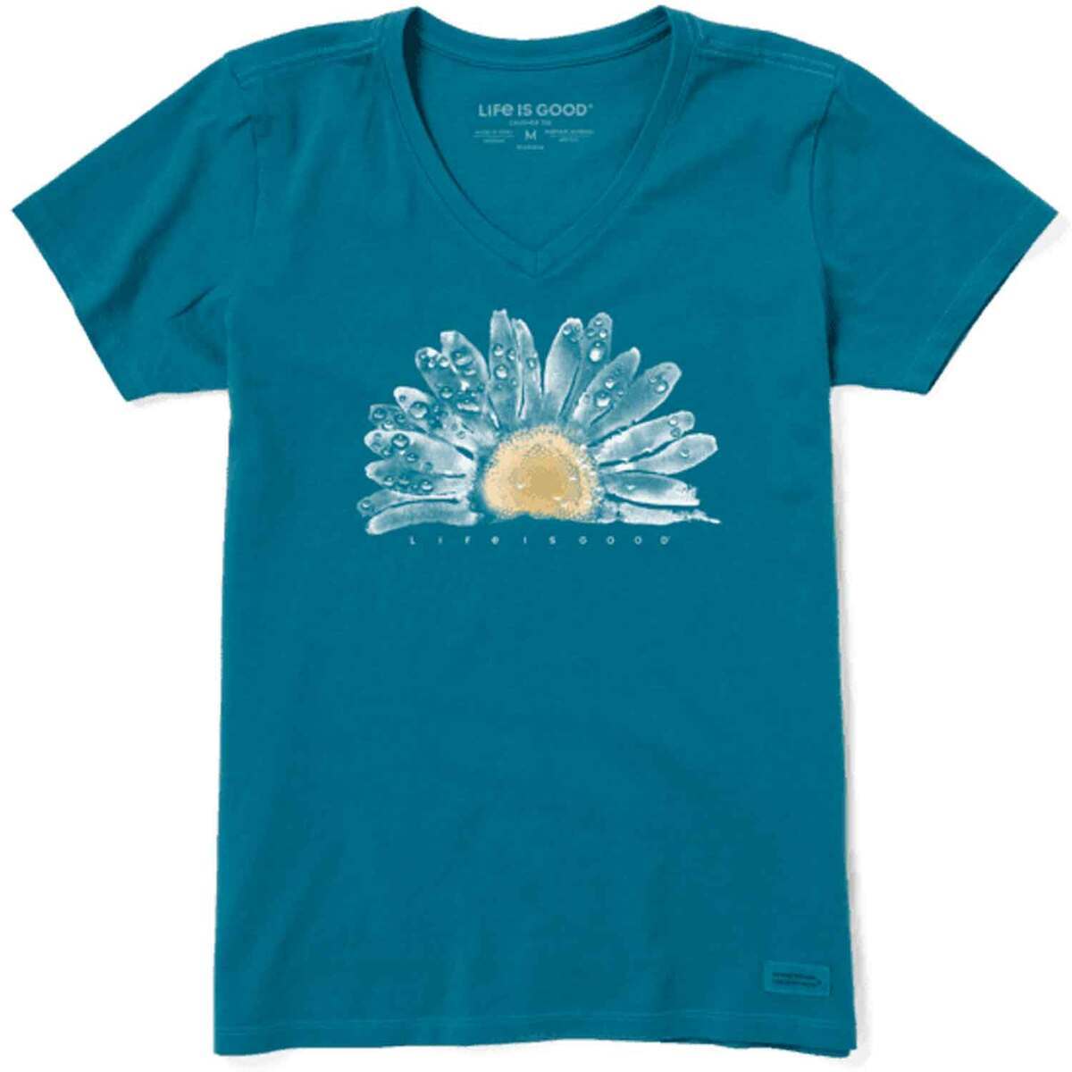 Life Is Good Women's Watercolor Daisy Short Sleeve Shirt - Persian Blue - S - Persian Blue S Life Is Good Women's Watercolor Daisy Short Sleeve Shirt - Persian Blue - S - Persian Blue S
